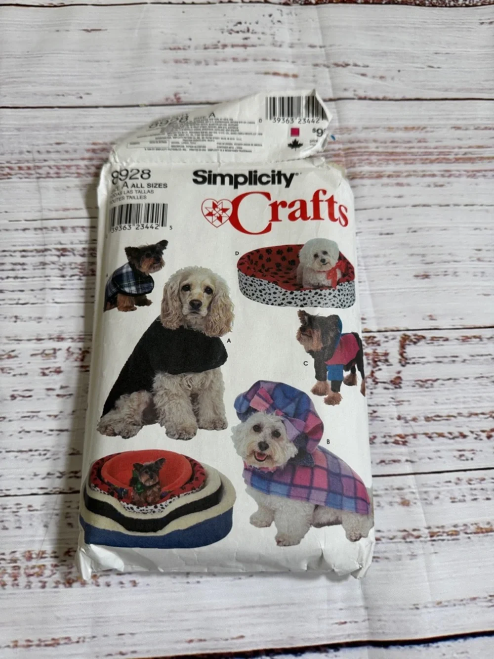 Simplicity 8928 Dog Coat & Bed Sewing Pattern Used